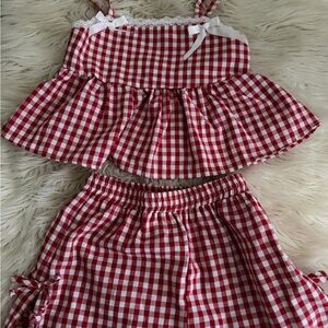Girls Two Piece Gingham Set